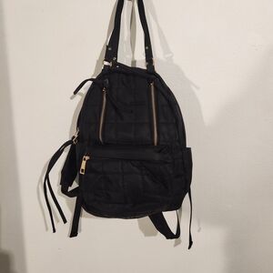 Elegant Black Quilted Backpack Tote Purse